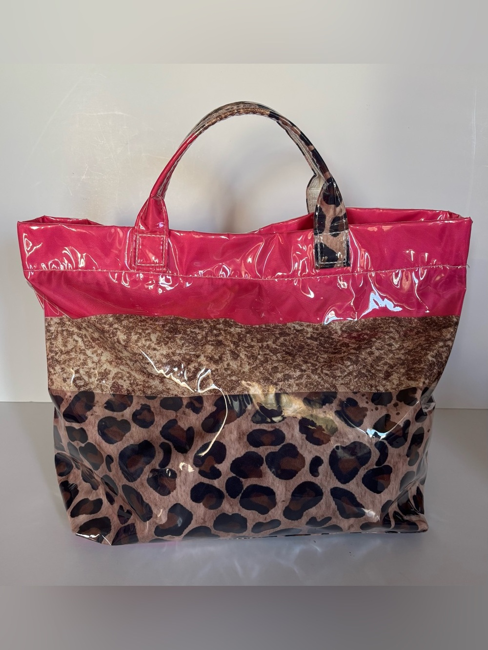 Pink Leopard Animal Print Glossy Tote Bag